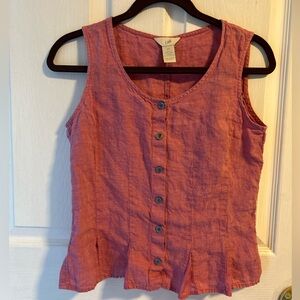 J. Jill Sleeveless Linen Button-Down Tank Top - Coral